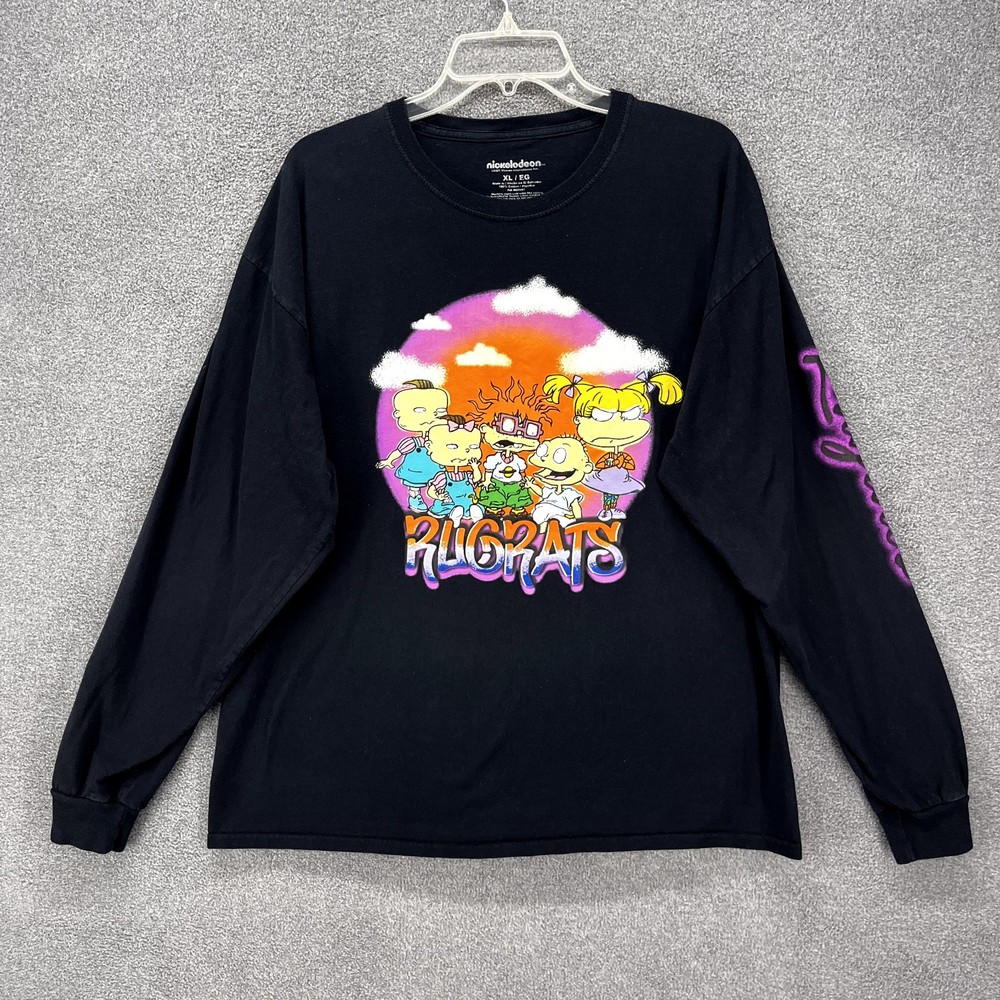 Rugrats Graphic‎ T-shirt Adult XL Black Long Sleeves